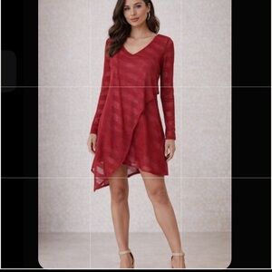 We The Free Orange Stripe V-Neck Boho Long Sleeve Sheer Wrap Style Dress Size S